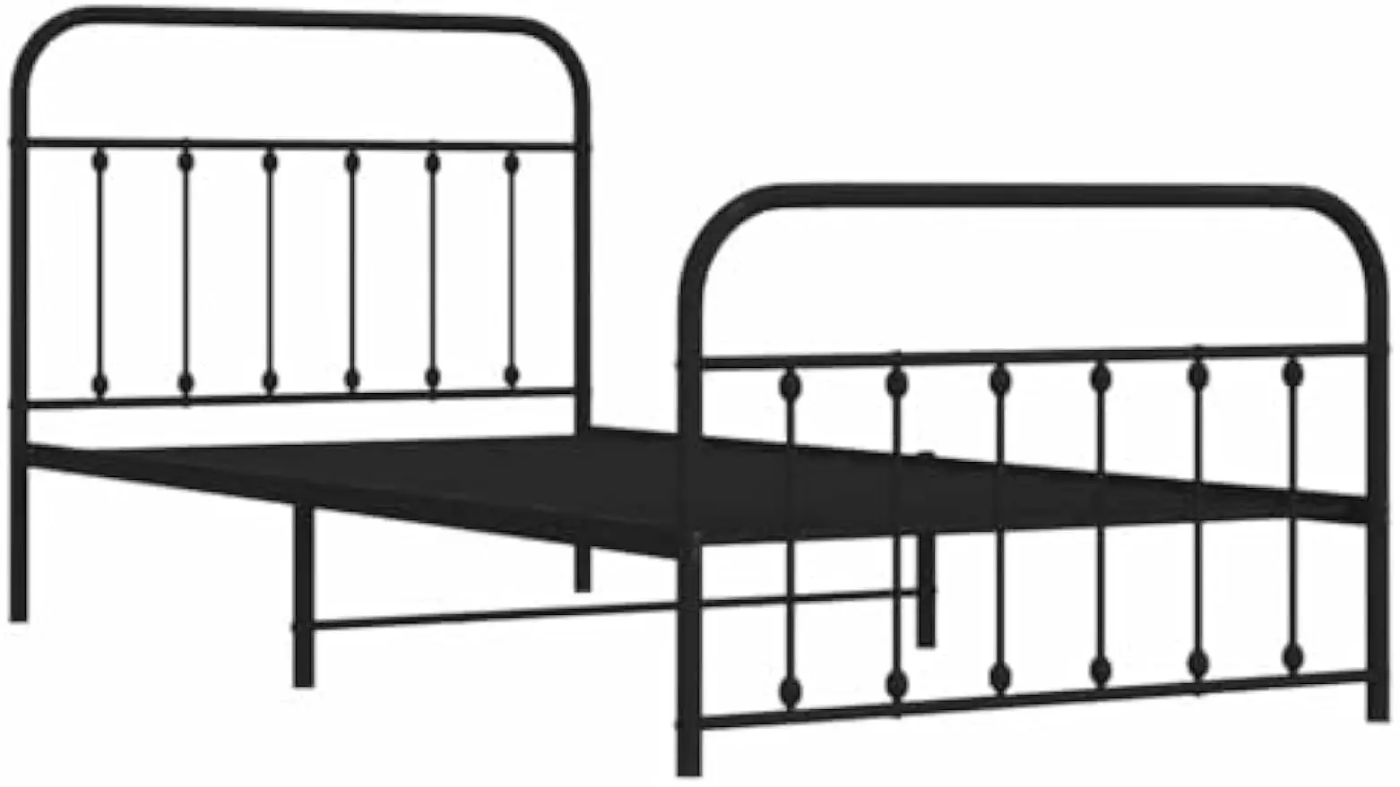Metal Bed Frame Without Mattress with Footboard Black Headboard Bed Supportive Mattress Base ﻿ Bedstead for Bedroom 39.4"x78.7"