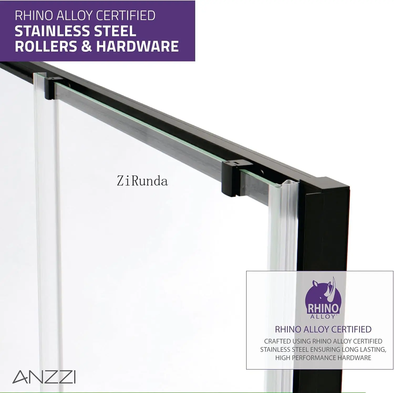 Matte black waterproof glass shower door with sealing strip component, easy to slide roller sliding 4