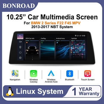 Pantalla Táctil Linux de 10.25 Pulgadas BONROAD para BMW Serie 2 F22 F45 MPV 2013-2017 con Sistema NBT, Actualización Multimedia para Auto, Carplay Inalámbrico, Android Auto, Mirror Link 1