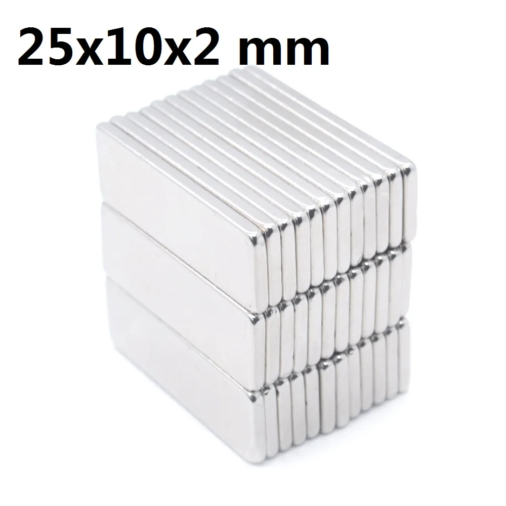 

2/10/20/50/500Pcs 25x10x2 Neodymium Magnet 25mm x 10mm x 2 N35 NdFeB Block Super Powerful Strong Permanent Magnetic imanes Block