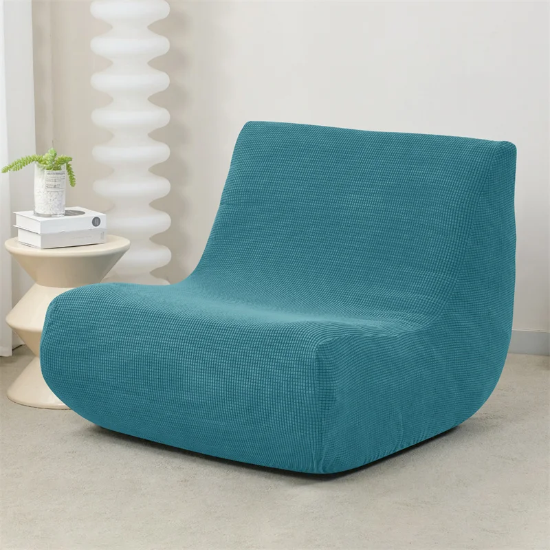 Stretch Armless Floor Sofa Covers Polar Fleece Single Sofa Protector Slipcover for Fireside Chair Adult Bean Bag Chairs Covers 3