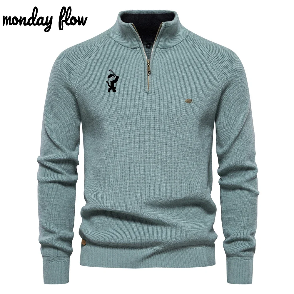 Monday Flow Autumn Golf Men's Outdoor Sports Versatile Cashmere Golf Sweater Comfortable Warm Pullover Knitted Jackets