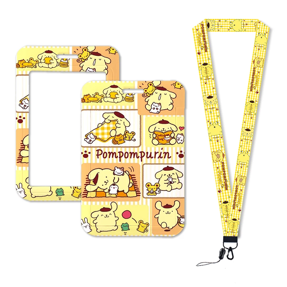 Sanrio Kawaii Dog Pompompurin Cartoon Bus Card Badge Lanyard Hang Rope for Kids ID Card Badge Holder Keychain Neck Straps Gifts key case,key holder,key organizer,card case holder