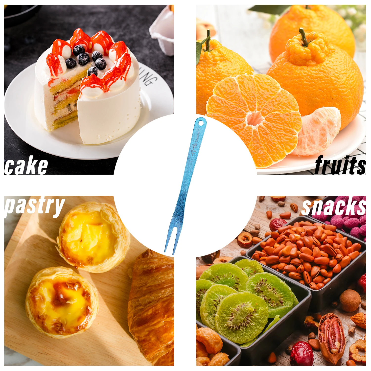 Camping Cutlery Portable Tableware Portable Cutlery Titanium Tableware TiTo 3pcs/Set Outdoors Titanium Fruit Fork Set Eco Friendly Kitchen Titanium Fruit Stick Dessert Forks Tableware Cooking Tools