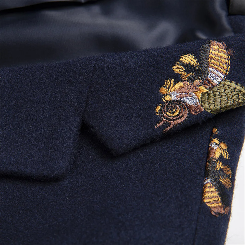 Luxury Jacket Blazer Male Suit 2023 New in Casual Boutique Elegant Embroidery Woolen Formal Party Business Wedding Male Suits