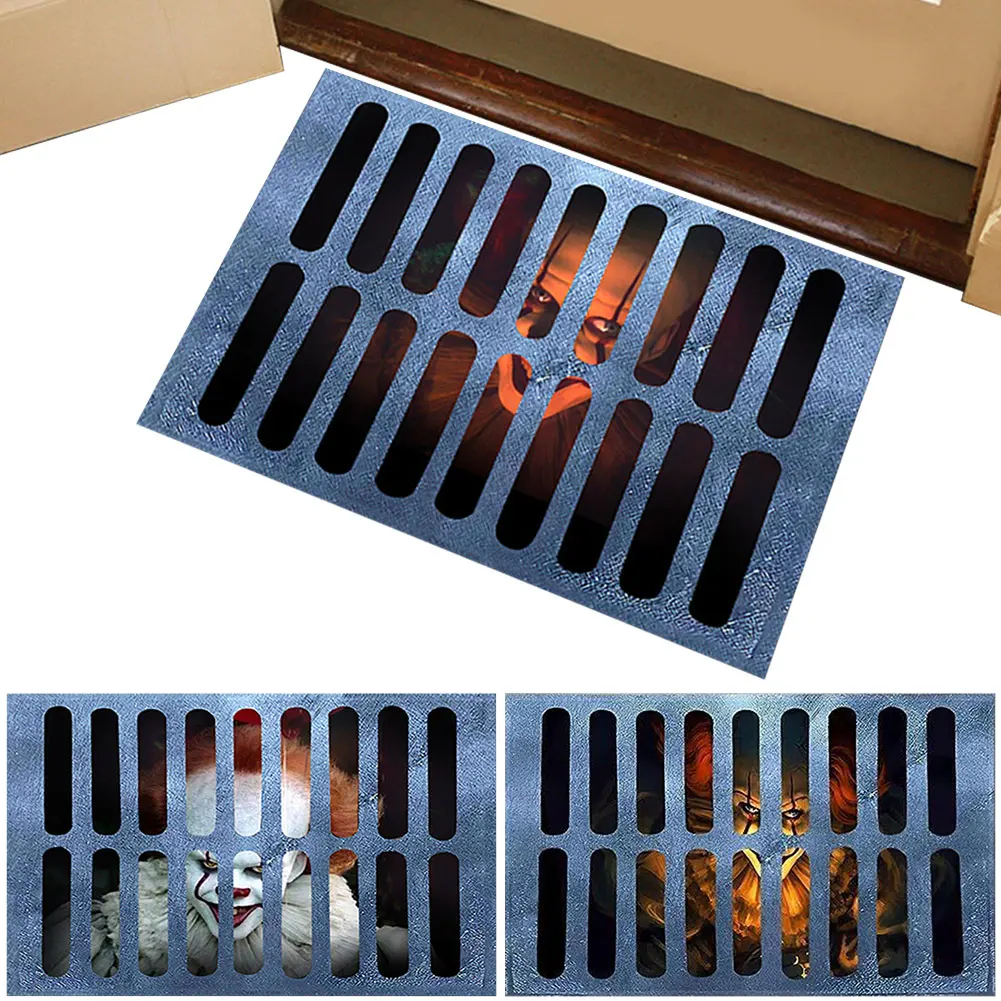 Halloween Clown Sewer Doormat Horror Welcome Mat Bathroom Kitchen Front Door Decorations