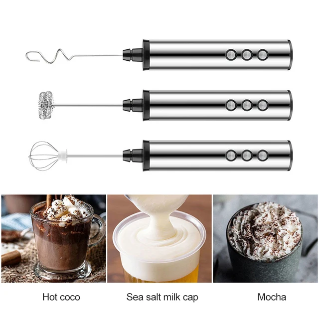 Frullatore elettrico portatile 3 in 1 per montalatte con mini caffettiera elettrica USB Frusta per caffè Cappuccino Crema 4