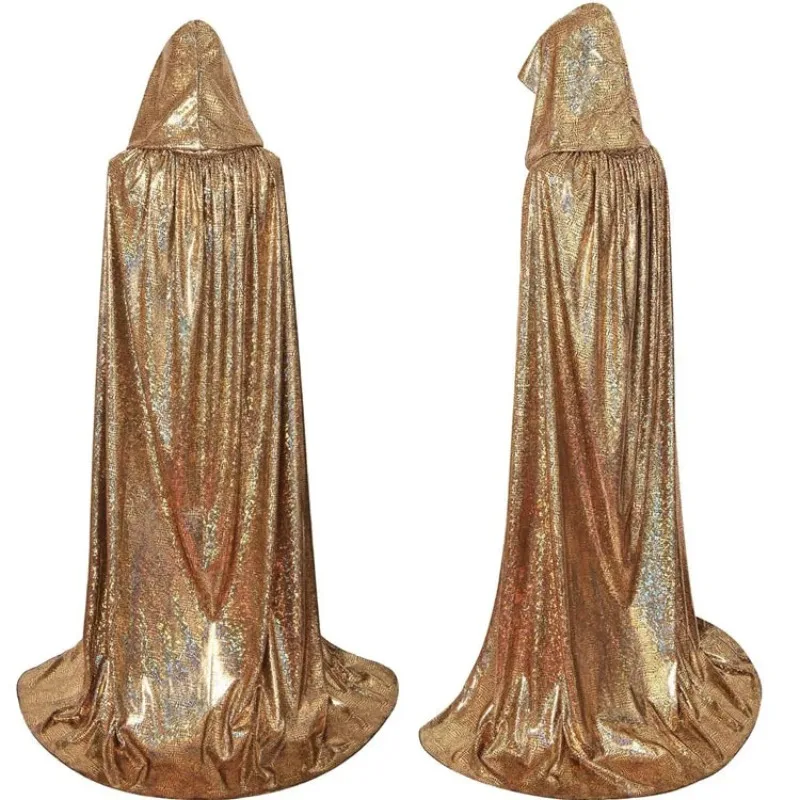 Hood Cloak Cosplay Medieval Long Cape Halloween Party Women Men Adult Long Mage Witchcraft Robe Conceal Gown Reenactment