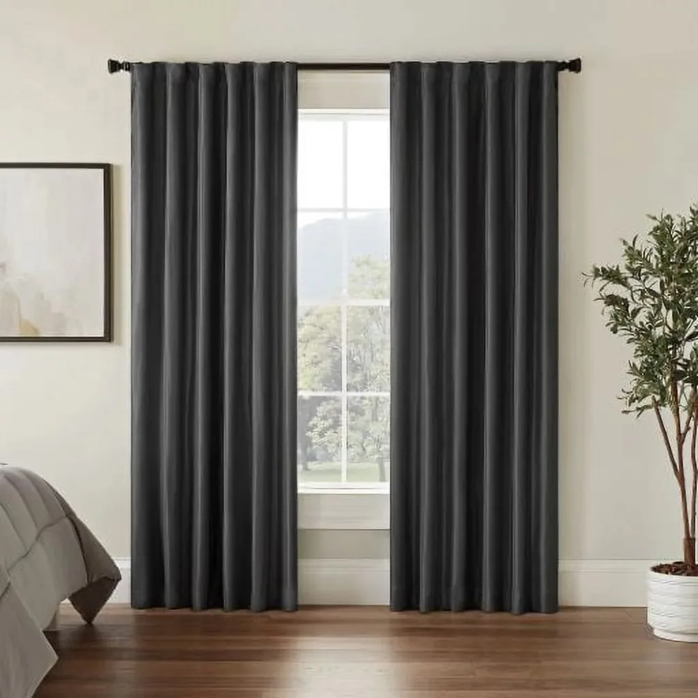 

Kitchen Curtains for the Luxury Living Room Fresno Solid Color Room Darkening Rod Pocket Back Tab Window Curtain Panel Gray Hall