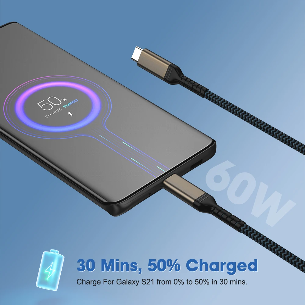 High-Speed USB 3.2 Type-C Fast Charging Cable - Various Lengths