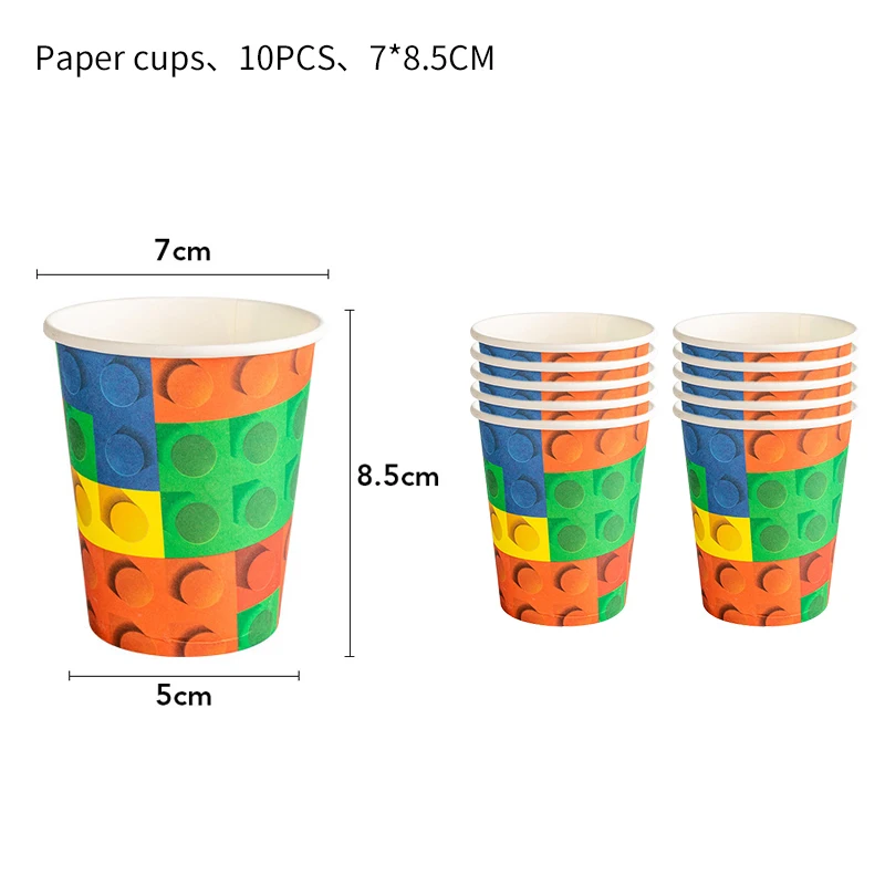 Building Blocks Birthday Decorations Children's Toys Theme Party Supplies Disposables Tableware Cake Topper Balloons Baby Shower