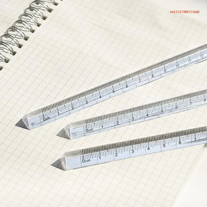 1 pc Transparent Triangular Prism Ruler Architect Scale Ruler 0-15cm Straight