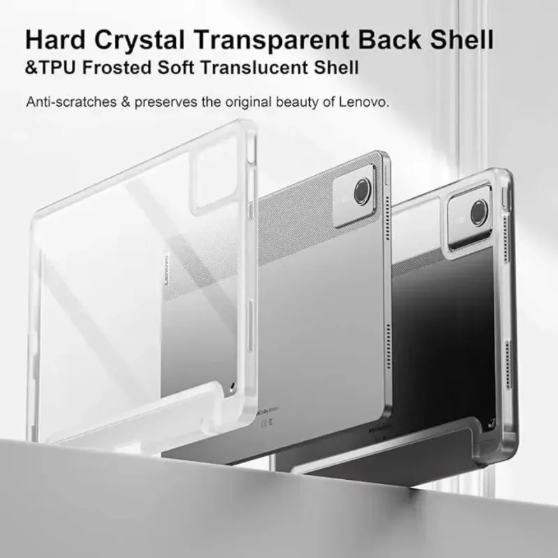Lenovo Tab 11 Tablet Case with Pen Holder and Folding Stand, Acrylic Clear Hard Cover