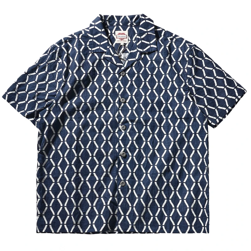 Summer New American Retro Short Sleeve Cuban Collar Hawaiian Print Shirt Men's Fashion Seaside Beach Loose Casual Flower Blouses