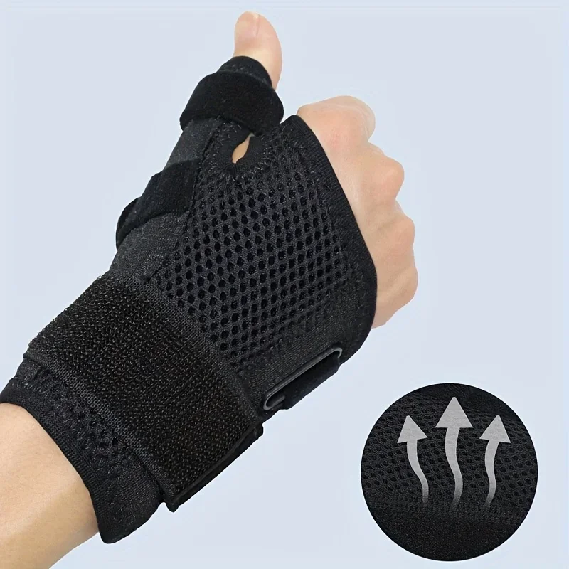 Adjustable Thumb & Wrist Support Brace Ergonomic Design Straps Included Breathable Fabric for Sports 1