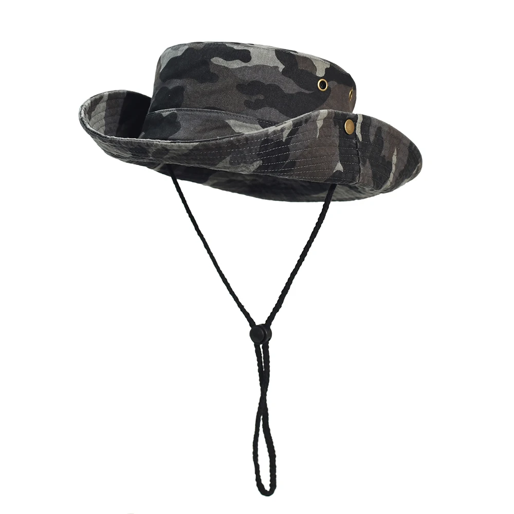 Camouflage Bucket Hats Men Wide Brim Panama Boonie Hat Outdoor