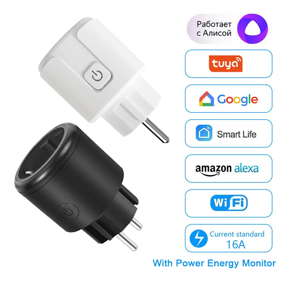 Smart Plug 16A/Eu/Uk Wifi Smart Socket + Power Monitor Timing Functiontuya Smartlife App Funziona Con Alexia Google Home 33 Alice
