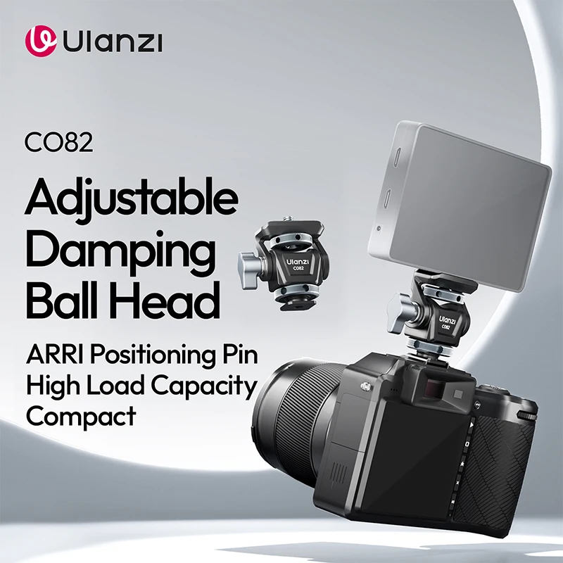 Ulanzi CO82 Adjustable Damping Ball Head Flat-Head Knob 3KG Load 360° Rotation with 1/4" Mount for Tripod Camera Photography