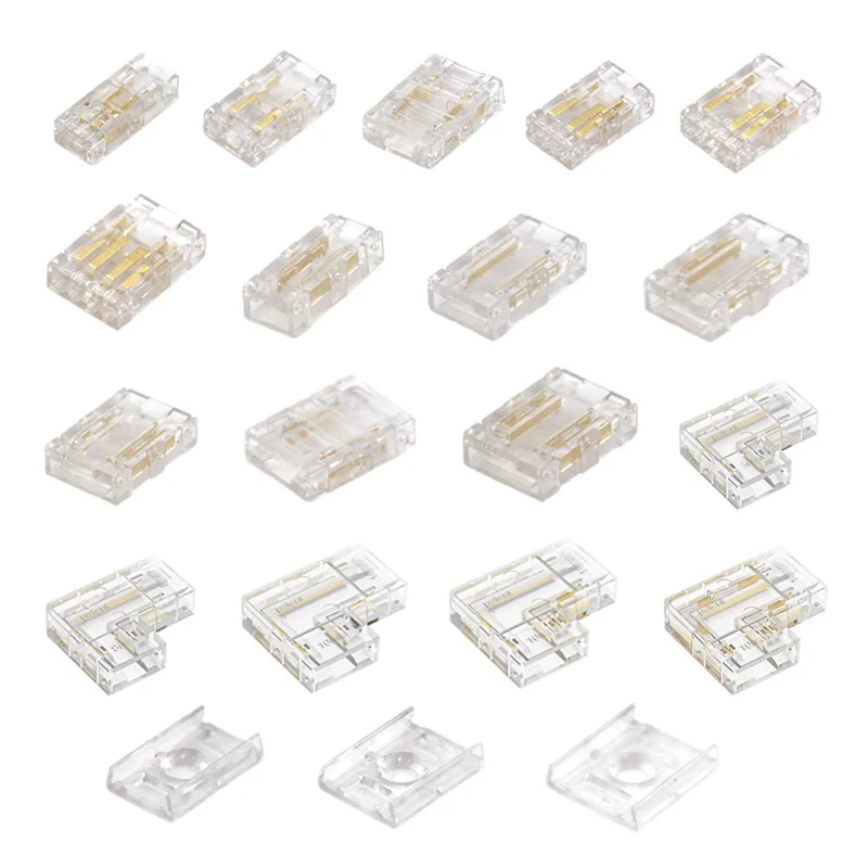 COB สายไฟ LED 5 8 10 มม.การเชื่อมต่อ Solderless MINI BUCKLE FCOB RGB CCT ไฟ LED Strip 2 3 4 PIN NO Dark Area CONNECTOR 1