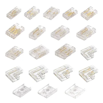 COB สายไฟ LED 5 8 10 มม.การเชื่อมต่อ Solderless MINI BUCKLE FCOB RGB CCT ไฟ LED Strip 2 3 4 PIN NO Dark Area CONNECTOR 1