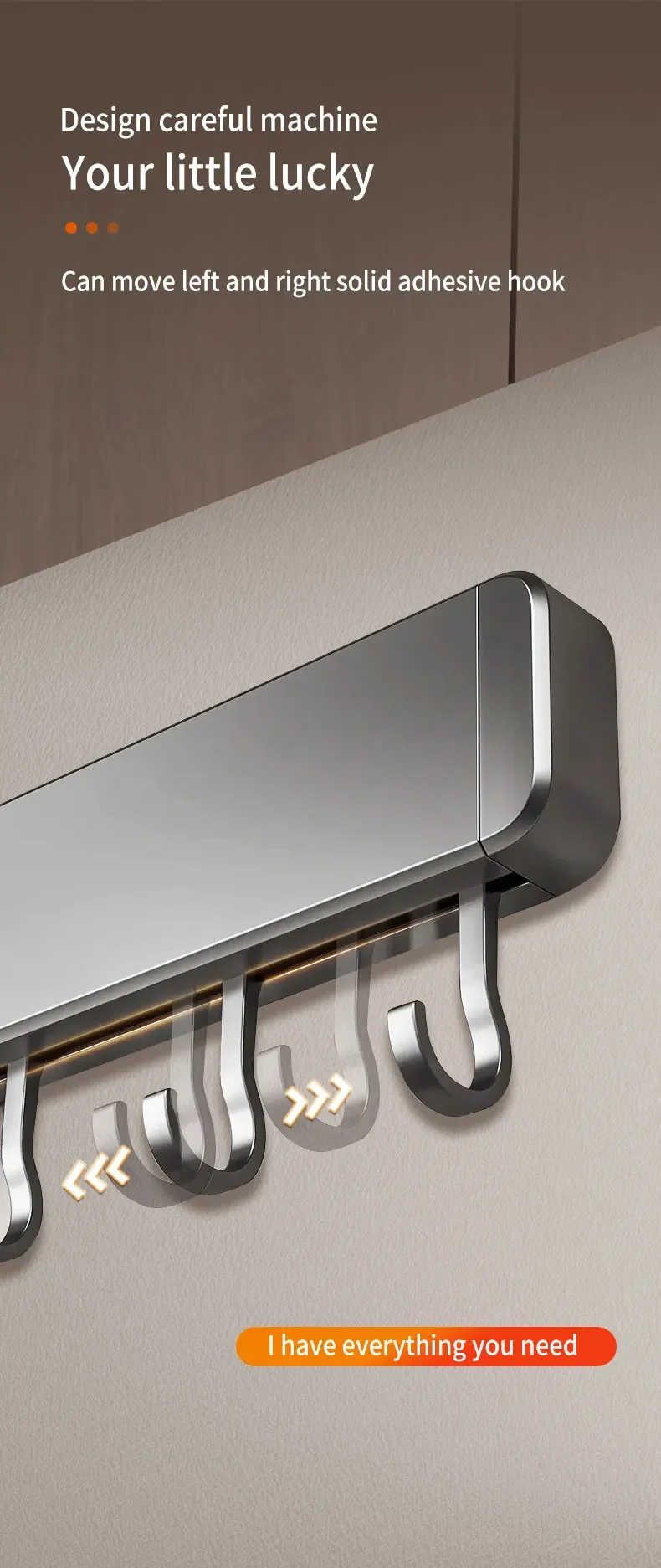 Description Picture 4 of itemNew Kitchen Storage Rack Non-perforated shelves Wall Mounted with Movable hook Spoon Holder Organizer Kitchen Utensil Accessorie