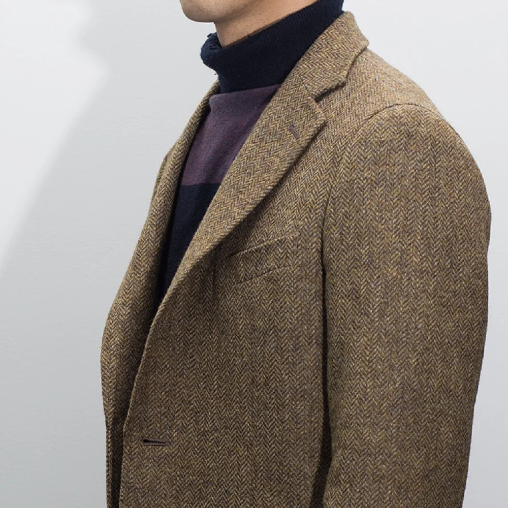 Men's Suit Blazer Prom Tuxedos Herringbone Wool Tweed Single Breasted Formal Bussiness Jacket for Wedding men suits jackets