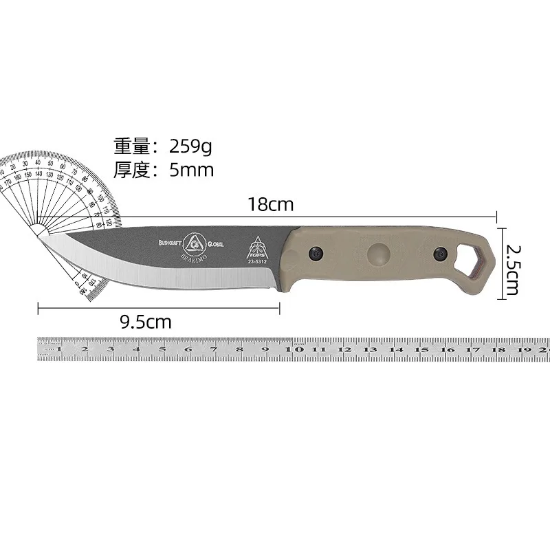 TOPS Brakimo Fixed Blade Knife D2 Blade Nylon Fiber Handle Tactical Knife Outdoor Camping Survival Hunting Tool EDC Pocket Knife 6