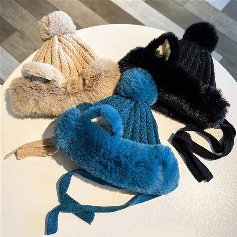 

Korean Version of Cute Fox Cat Ear Plush Ear Protection Hat Female Autumn and Winter Velvet Thickened Cycling Warm Lei Feng Hat
