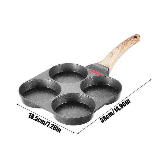 Egg Pan  4-Cup Nonstick Granite Omelette Skillet Pancake Pan Hamburger Bread Breakfast Maker pan for Gas Stove  Induction 3