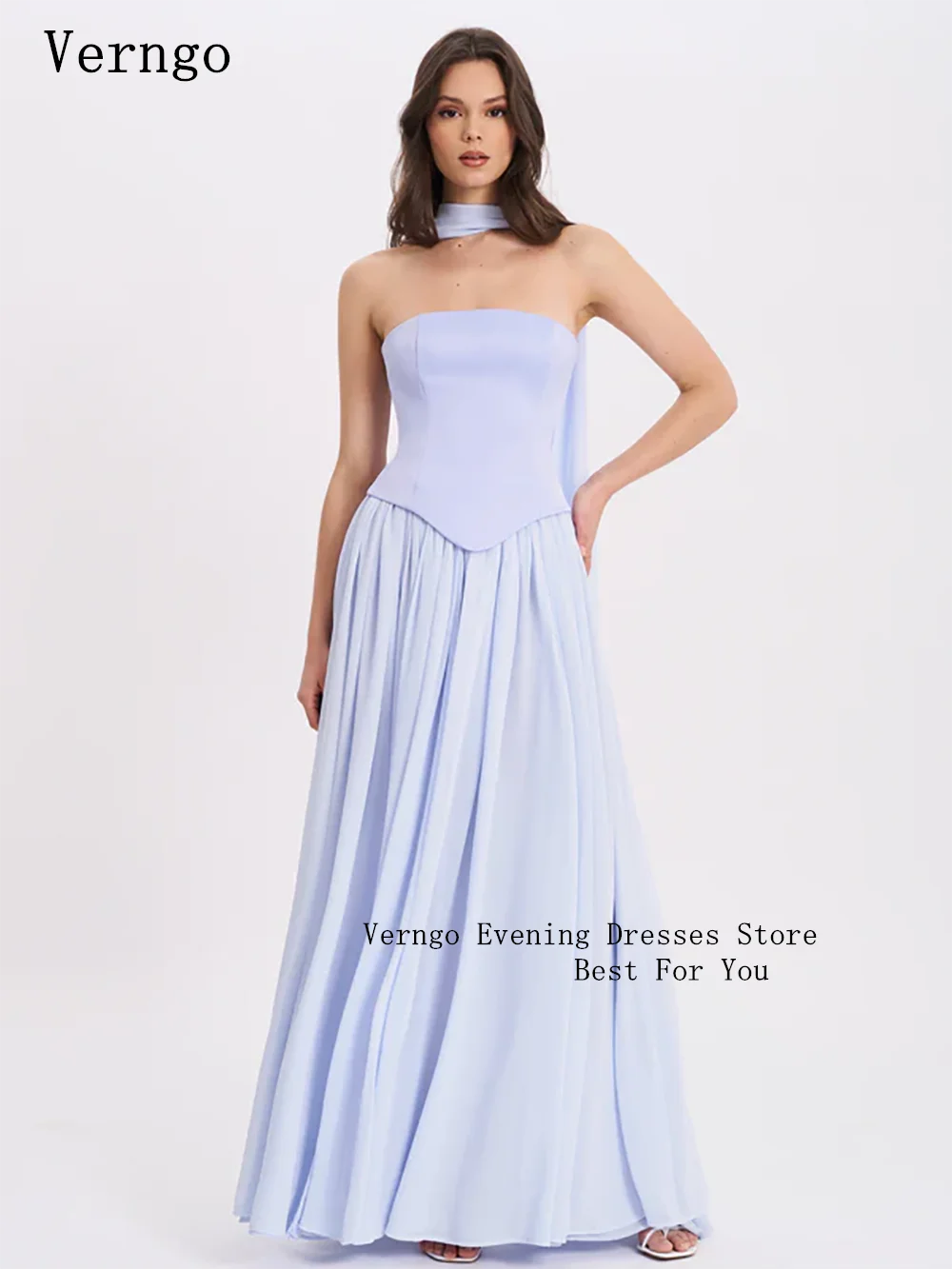 sachin and babi light blue dress Champagne Long Sleeve Mermaid Bridesmaid Dress Floor-Length Jersey Ruched  V-Neck Wedding Gown from Dhgate Bridesmaid Dress main image 0
