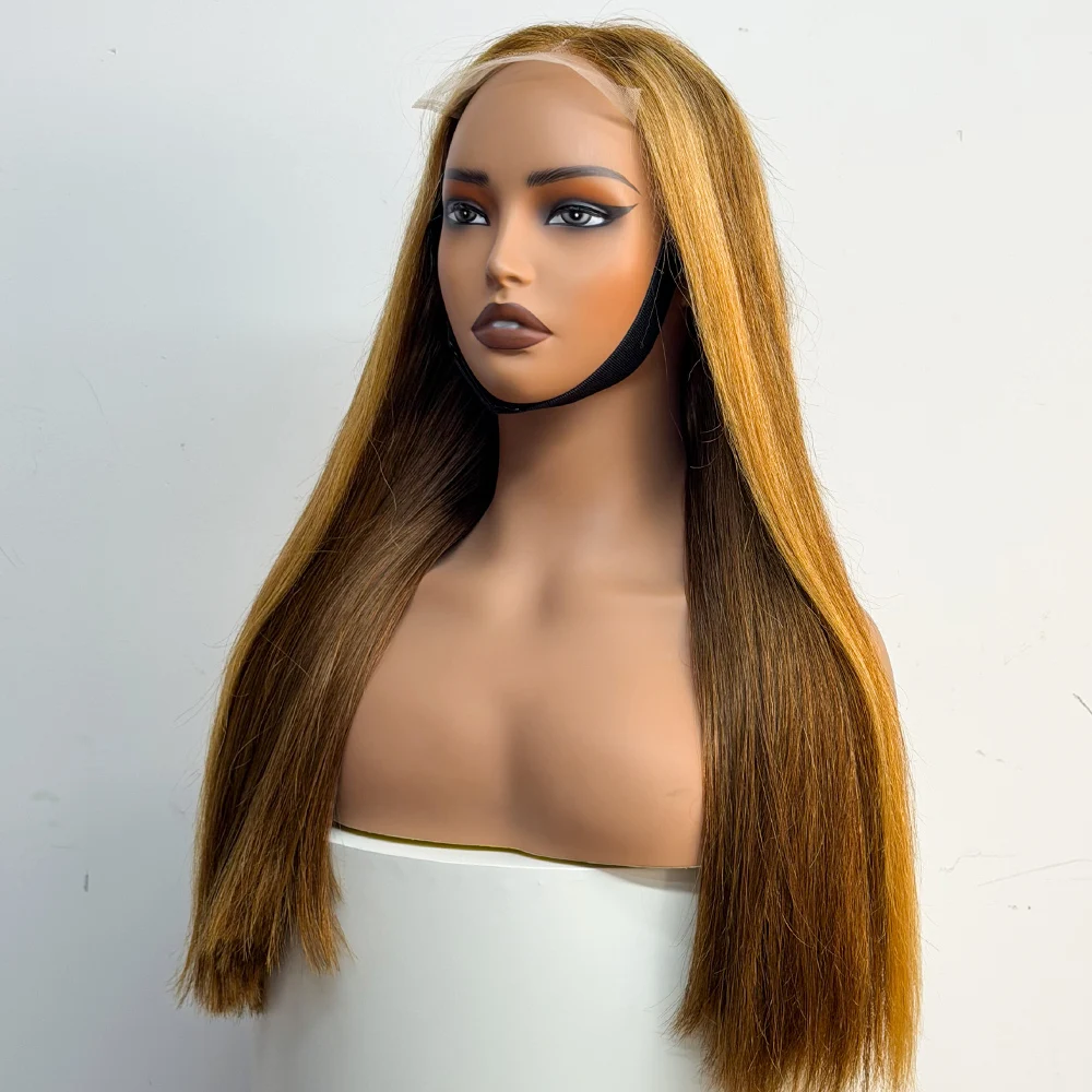 Double Drawn Bone Straight Vietnamese Straight Human Hair 350% Density 5x5 Lace Closure Human Hair Ombre P4/27 For Black Women