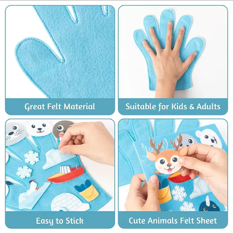 Baby Finger Puppets Set Montessori Parish Toys DIY Animal Storytelling Felt Gloves Didactic Material Hand Puppet Educational Toy 5