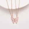 2 Pcs/Set Butterfly Best Friend Pendant Necklace For Women Friends Adjustable Couple Broken Heart BFF Friendship Jewelry Gift 4
