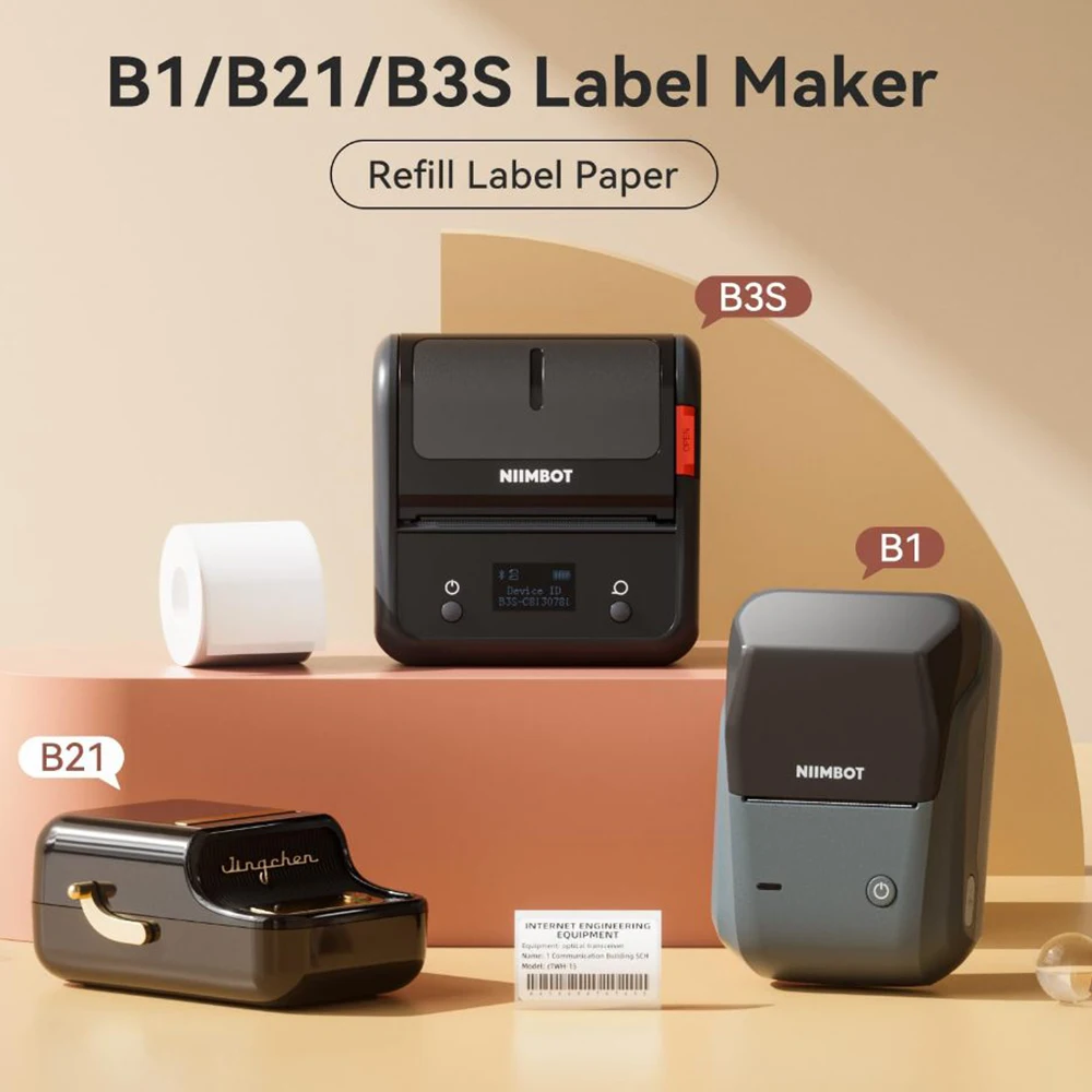 Niimbot 화이트 라벨 용지 B1 B21 미니 휴대용 열전사 라벨 프린터 자체 접착 방수 UV 라벨 메이커 가격 태그 New