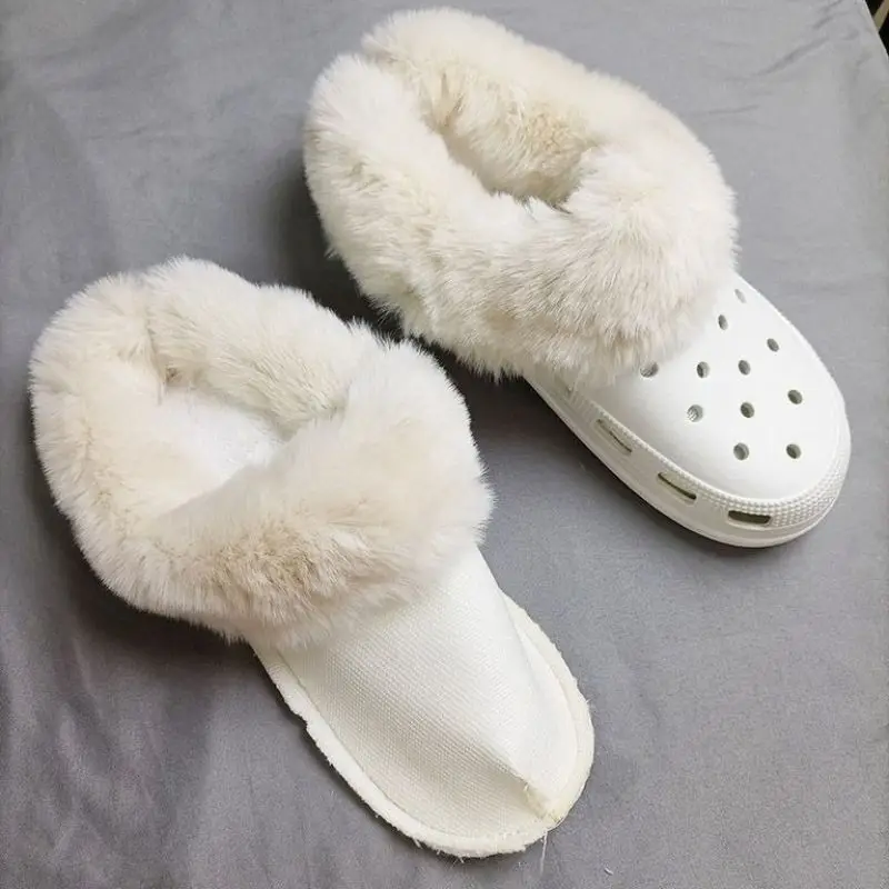 Plus Size Winter Shoe Cover Women Men Plush Warm Clog Fur Lining Removable Shoes Liners Slippers Plush Liner Shoe Accessories
