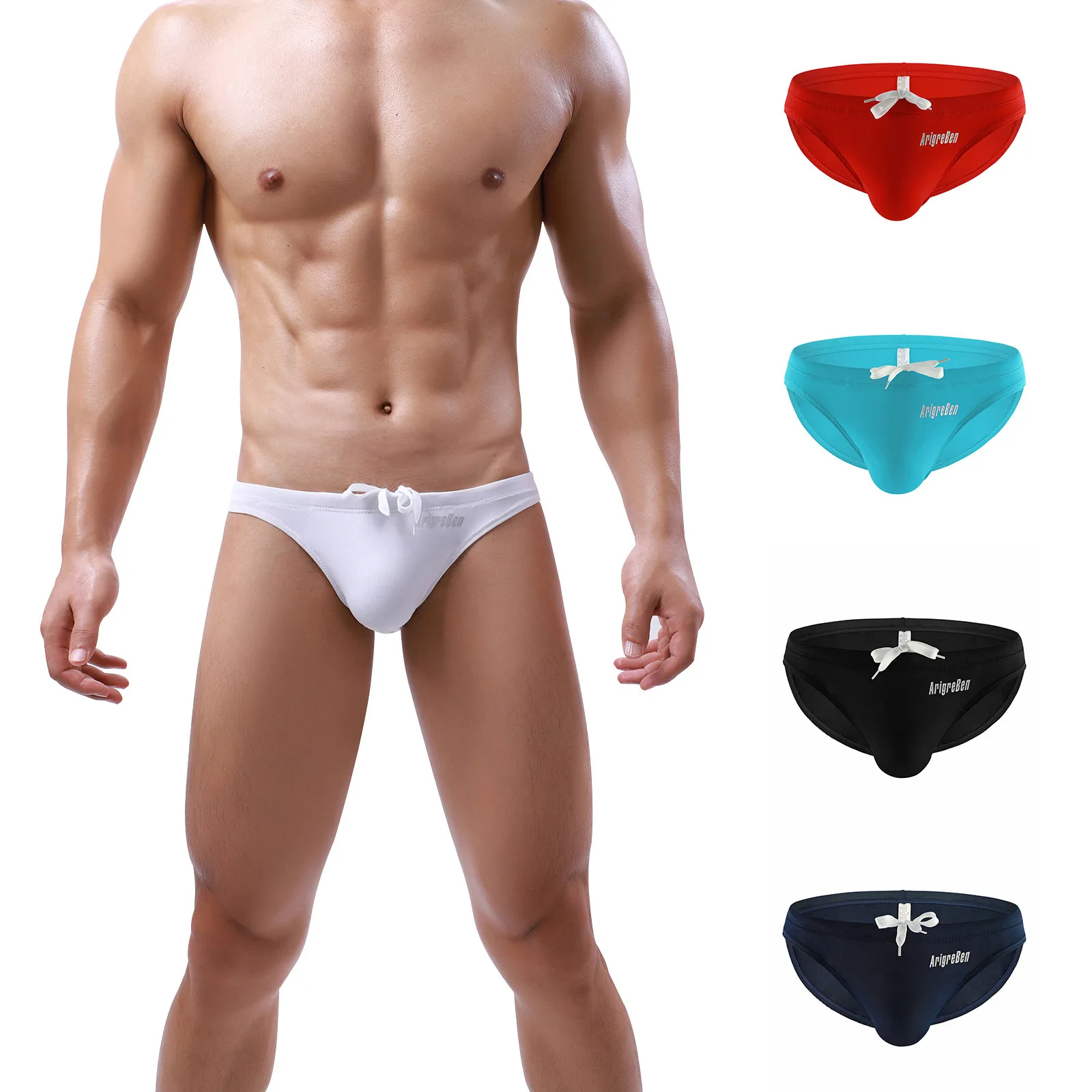 

Men's Solid Swimwear Sexy Low Rise Male Swimwear With Rope Brand Swimming Trunks Beach Short Surfing Lashing Man Triangular New