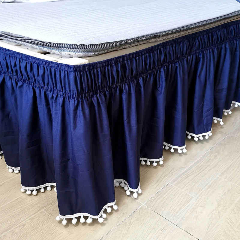 Bed Skirt Wrap Around Small Ball Elastic Ruffles