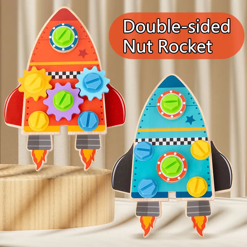 

Wooden Nut Screw Disassembly Assembly Toys Simulation Repair Carpenter Tool Educational DIY Mini Rocket Fine Motor Training Toys