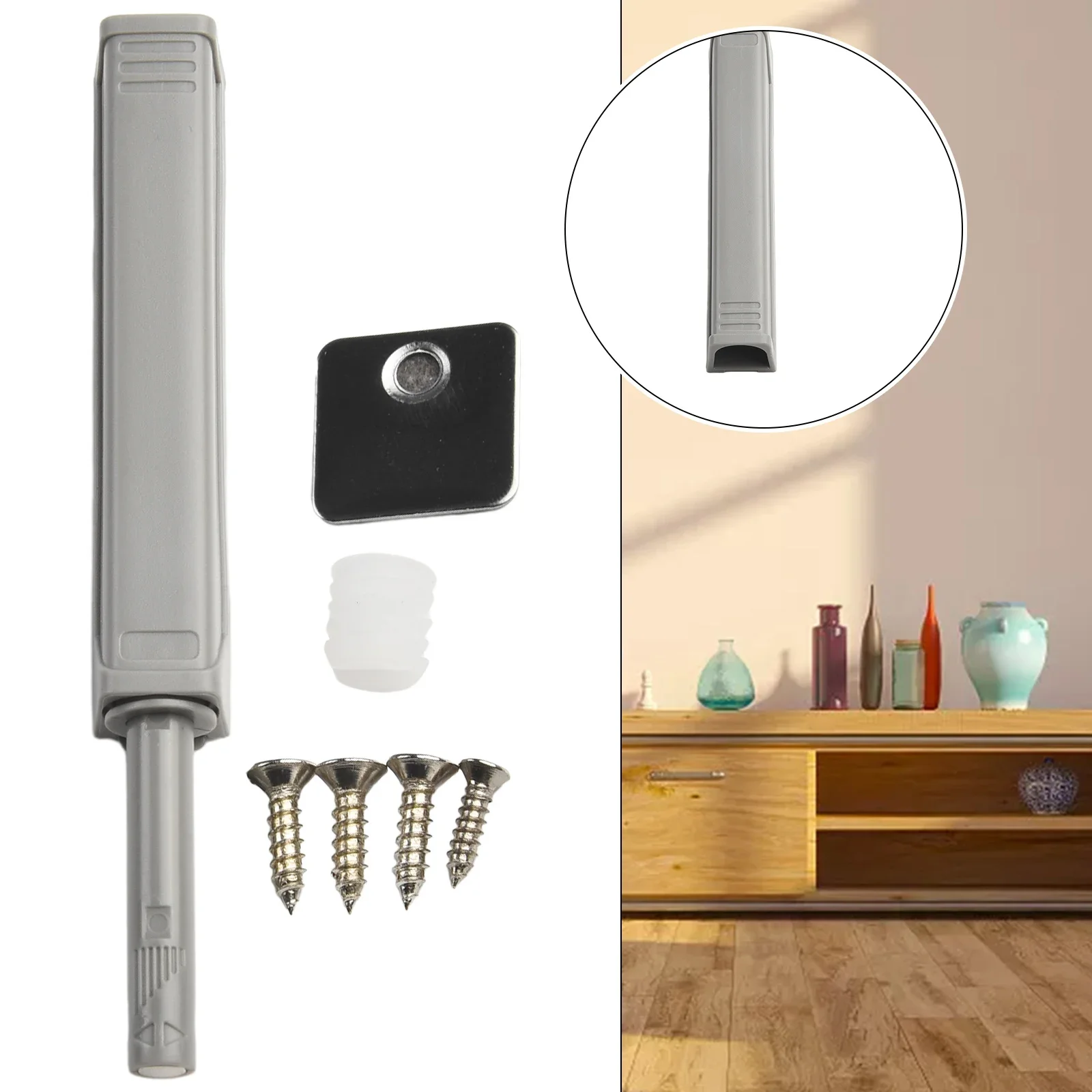 Latches Door Catches ABS Housing Cabinet Cupboard DIY Magnetic Push To Open Catch Touch Release Without Handles