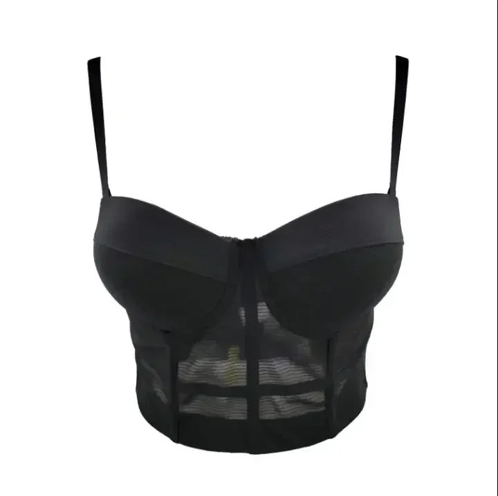 Women Lingerie Bra Mesh Push Up Bralet Corset Bustier Night Club Party Cropped Tops