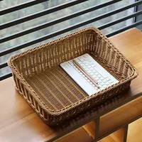Handwoven Storage Basket Rattan Storage Wicker Baskets Bread Fruit Food Breakfast Display Box Handicrafts Home Decoration 2