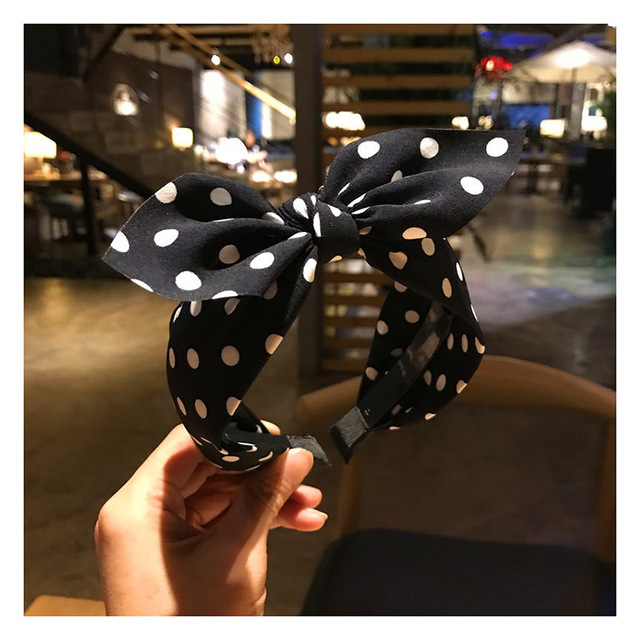 Dot Print Hair Band Rabbit Ear Knotted Headband For Women Bohemia Flower Print Hair Head Hoop Bands Scrunchy Headdress
