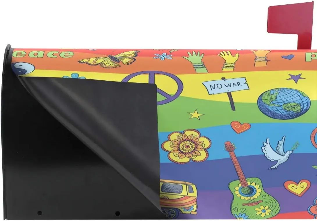 Cheerful Psychedelic Magnetic Mailbox Cover MailWraps Garden Yard Home Decor for Outside