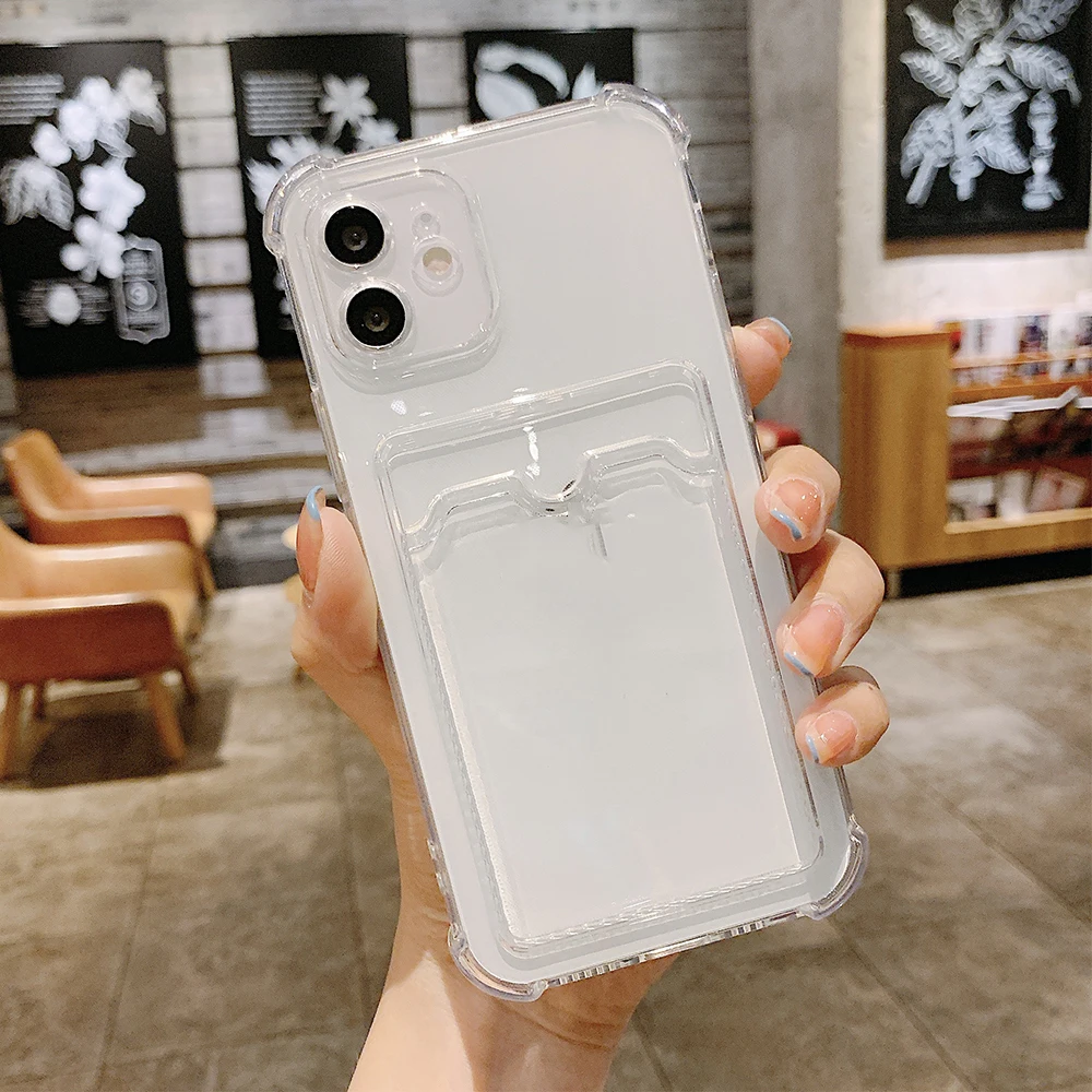 thumbnail image 1 of Card Holder Bag Transparent Case For Samsung Galaxy S21 FE S22 S23 Plus S24 Ultra A13 A14 A34 A54 A22 A32 A52 A33 A53 5G Case, 1 of 5
