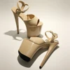 20cm/ 8inches lady shinny beige upper sexy high heel sandals pole dance shoes 4