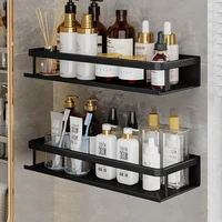 Black Space Aluminum  Toilet Rack Wall-mounted Bathroom Shelves  Changing Basket Set For Kitchen Accessories 2
