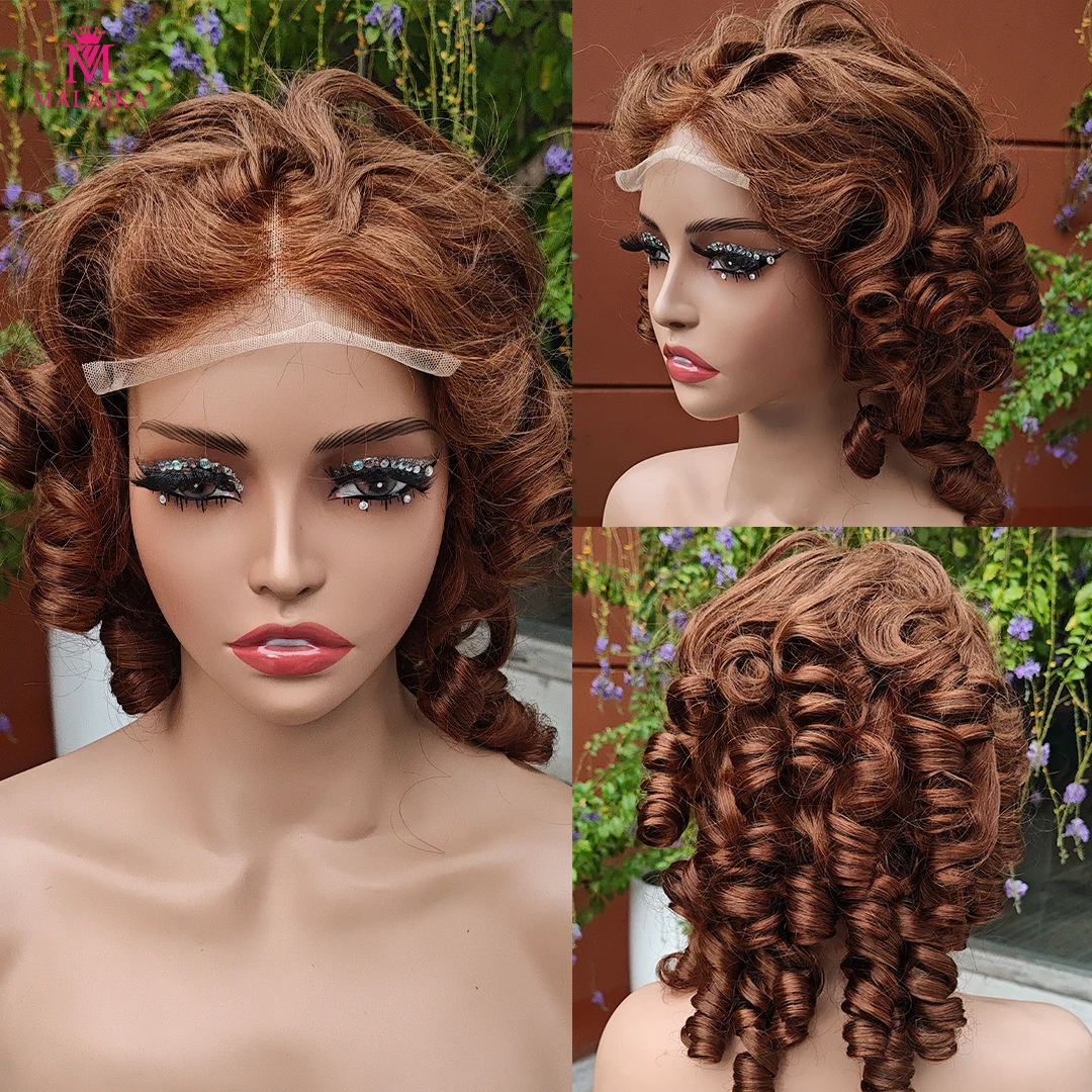 Parrucca di capelli umani ricci a spirale con doppia trama e punte arricciate, densità 300%, frontale in pizzo 4x4, 100% capelli umani ricci e voluminosi - immagine 6