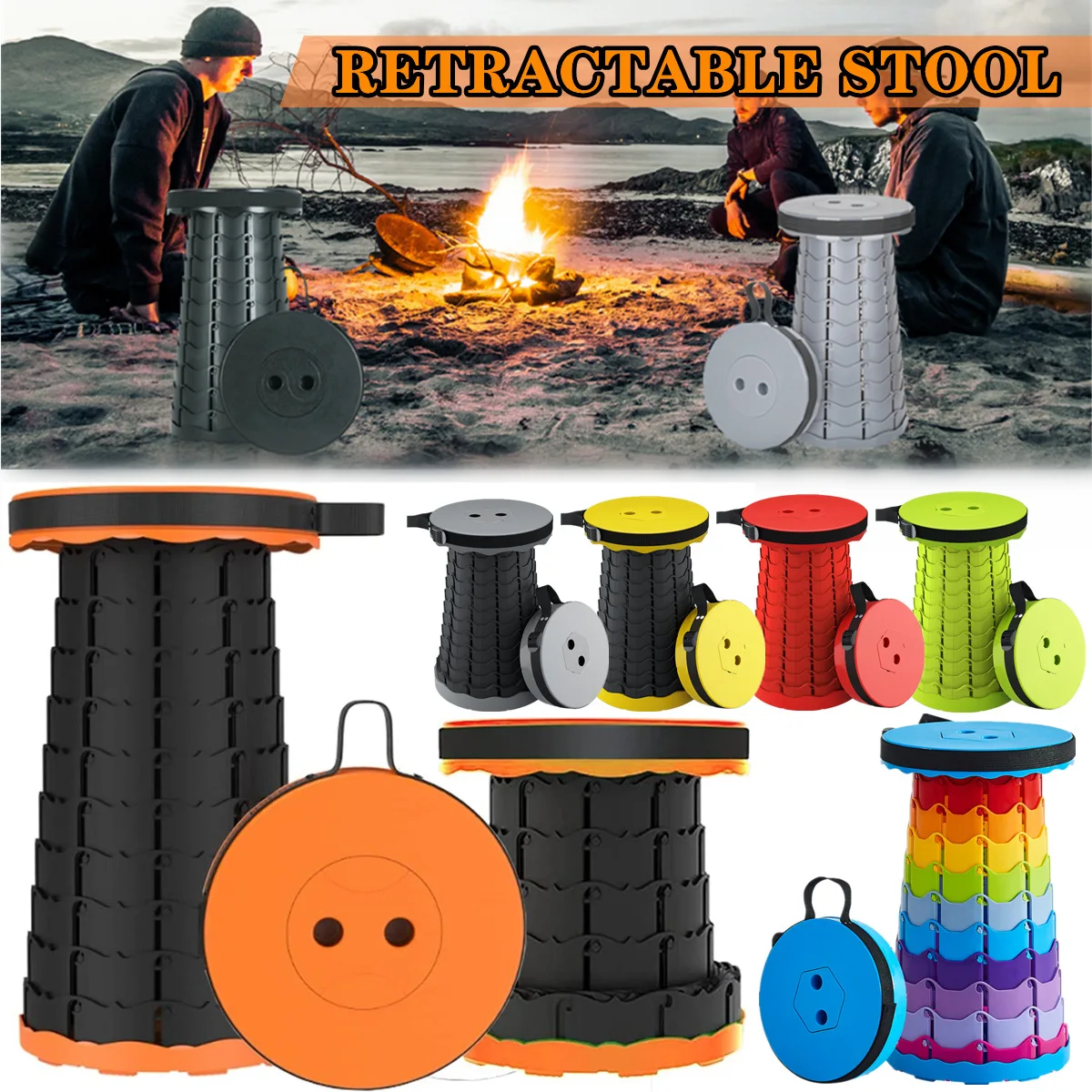 Retractable Stool Portable Camping Foldable Chair Telescopic Folding Stools Seat for Outdoor Beach Chairs Fishing | Мебель