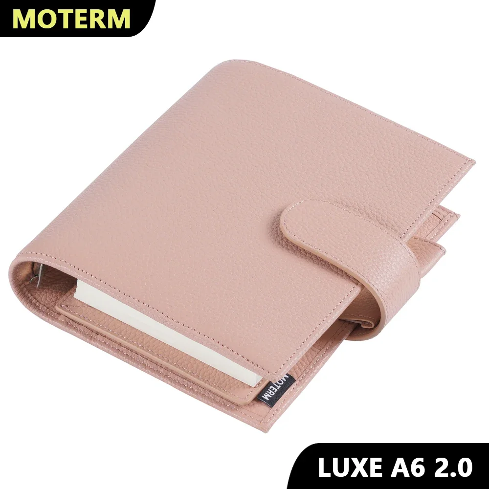 Moterm Luxe 2.0 A6 Size Rings Planner with 30 MM Rings Binder Genuine  Pebbled Grain Leather Notebook Diary Agenda Organizer