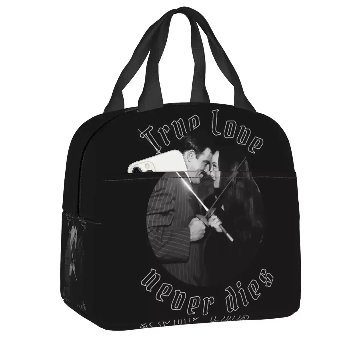 

Morticia Addams And Gomez Insulated Lunch Bag For School Office Comics Tv Movies Waterproof Thermal Cooler Bento Box Women